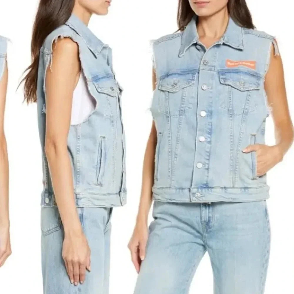 Mother Superior โTHE DRIFTER' Light Wash Denim Vest fast as a mother size medium